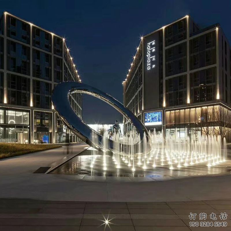 噴水圓環(huán)雕塑，水景文化雕塑，旱地噴泉小品