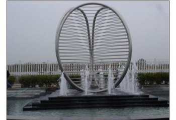 噴泉圓環雕塑，水景藝術結構，旱地水景噴泉雕塑