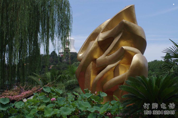 福字雕塑承接，景區(qū)案例，不銹鋼福字雕塑定制廠家