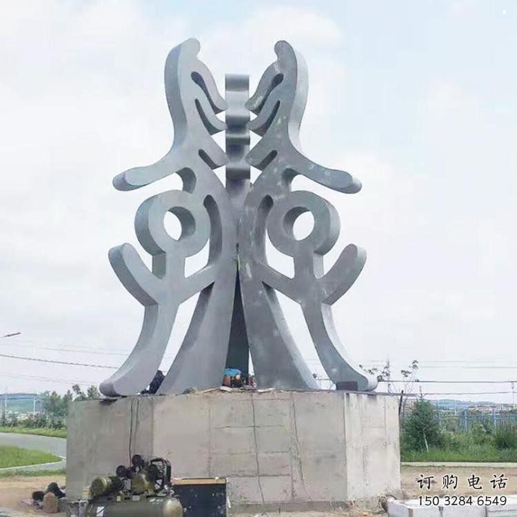 古文字雕塑訂做廠家，景區(qū)雕塑，烤漆不銹鋼古文字雕塑