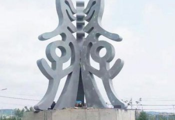 古文字雕塑訂做廠家，景區雕塑，烤漆不銹鋼古文字雕塑