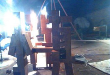 現代萬字雕塑展品，室外軟裝，展示不銹鋼萬字雕塑廠家