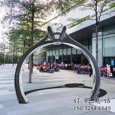 戒指門套雕塑,公園景觀雕塑，不銹鋼拱門雕塑廠家