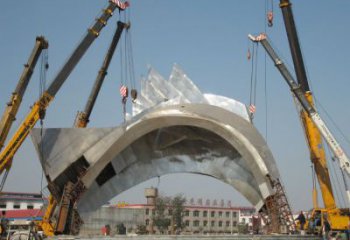 文明標識大門雕塑，不銹鋼創(chuàng)意大門雕塑生產(chǎn)