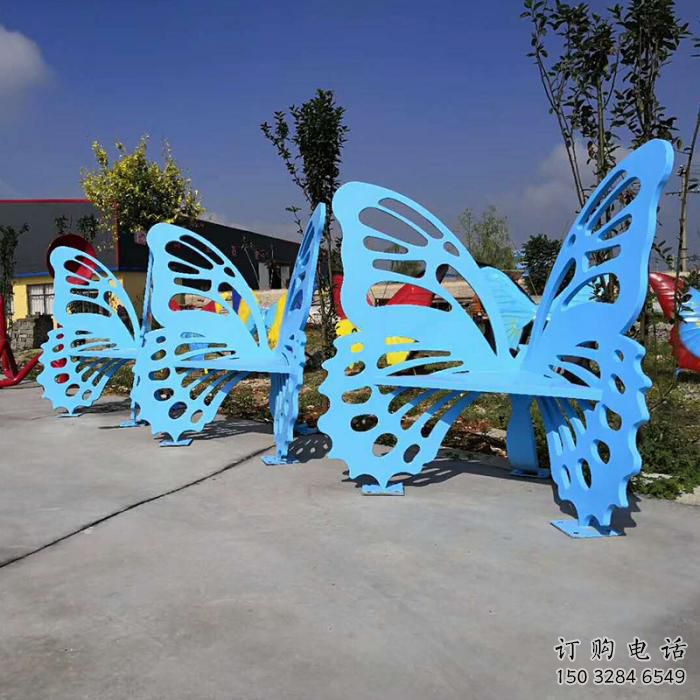 現(xiàn)代景觀不銹鋼蝴蝶坐凳雕塑