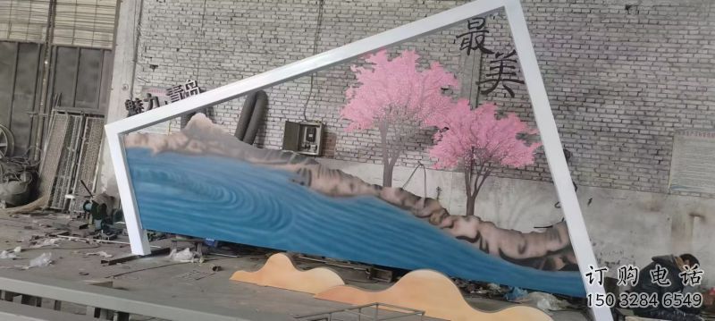 城市標識景墻雕塑，仿真樹背景墻雕塑