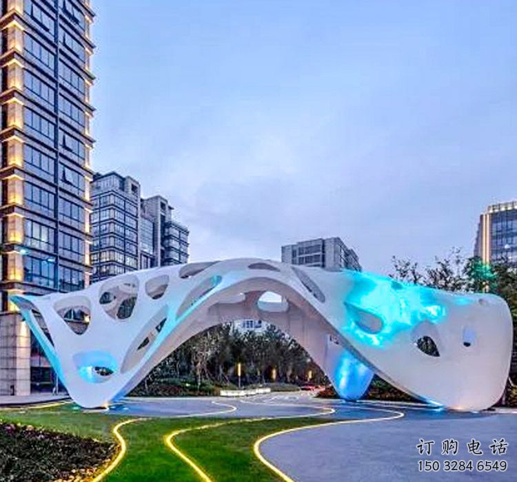 抽象美學(xué)景觀不銹鋼廊架雕塑