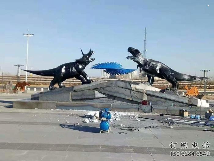 仿真恐龍雕塑精選，美陳雕塑，鍛鋼幾何恐龍雕塑通用