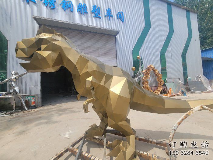 景觀恐龍雕塑優選，陸地擺件，藝術幾何恐龍雕塑供應