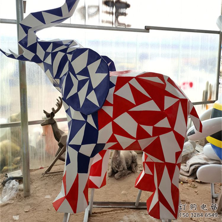 大象雕塑觀賞型，公園小品，烤漆大象雕塑常用