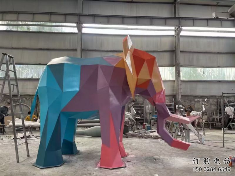 鋼鑄大象雕塑常用，金屬組合，景觀烤漆大象雕塑定價