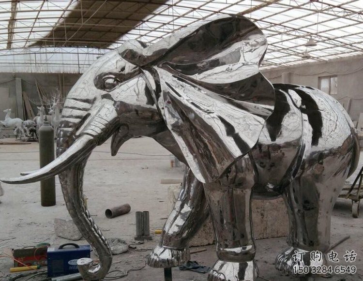 大象雕塑優價，金屬組合，鏡面大象雕塑廠家