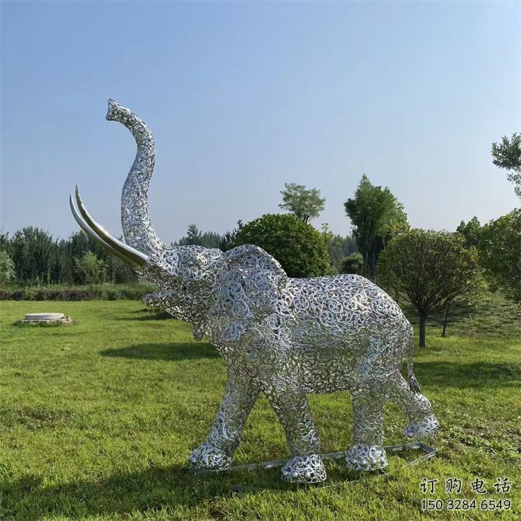 大象雕塑標志精選，街頭藝術，公園鏤空大象雕塑承接