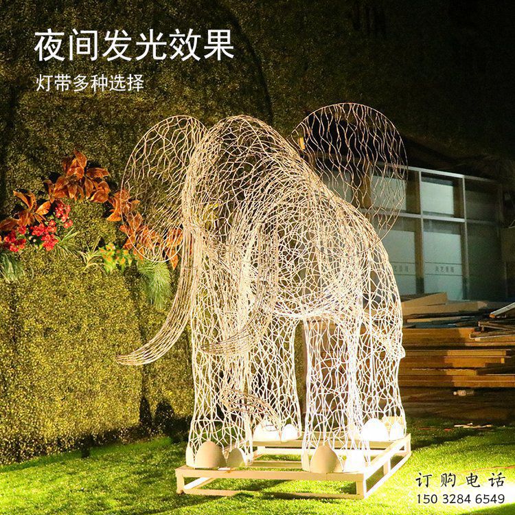 燈光大象雕塑定制，小區雕塑，鏤空大象雕塑提供