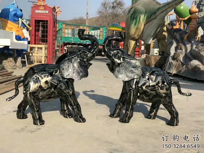 大象雕塑預定，小區擺件，鐵藝大象雕塑主題