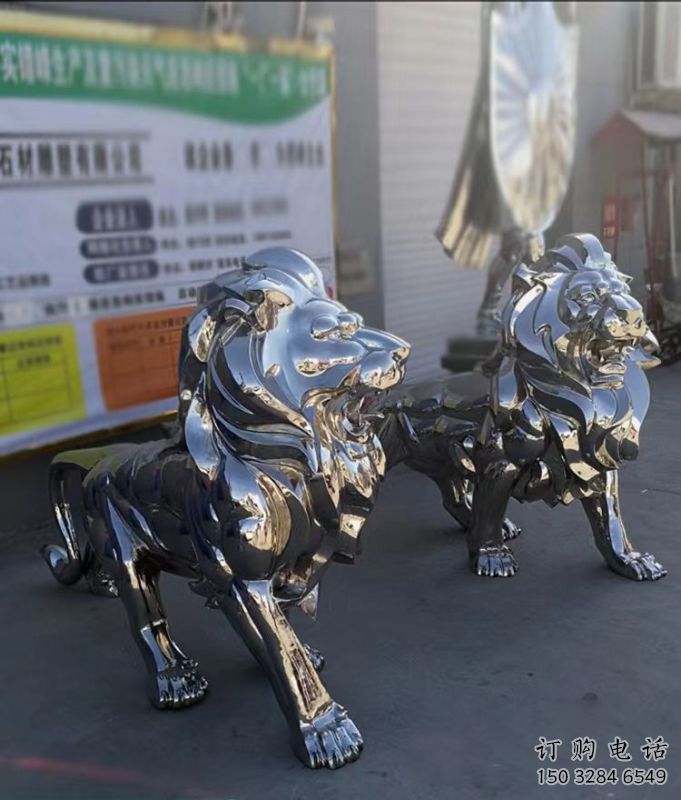 雕塑獅子景觀制造，街景小品，不銹鋼獅子雕塑優(yōu)價(jià)