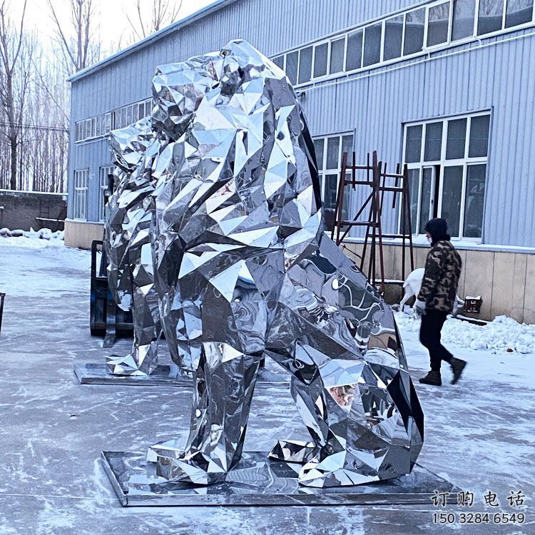 鏡面獅子雕塑通用，動物小品，廣場不銹鋼獅子雕塑優價