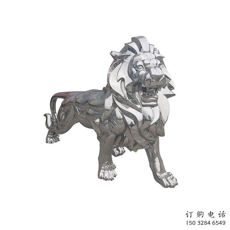 鏡面獅子雕塑生產(chǎn)，景區(qū)案例，不銹鋼拋光獅子雕塑優(yōu)選