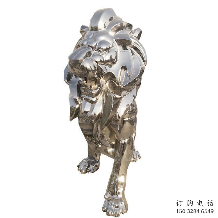 鏡面獅子雕塑承接，城市裝飾，大型不銹鋼獅子雕塑公司