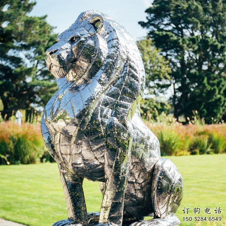 獅子雕塑訂做供需，景區雕塑，鏡面不銹鋼獅子雕塑定價