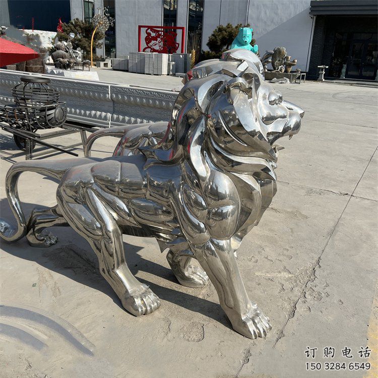 藝術(shù)獅子雕塑觀賞型，街景小品，不銹鋼獅子雕塑常用
