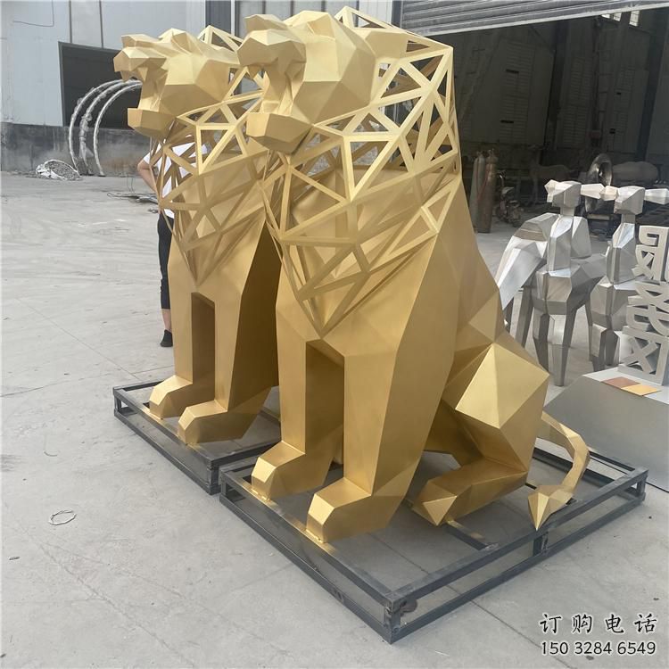 廣場獅子雕塑批發，動物系列，不銹鋼獅子雕塑制作