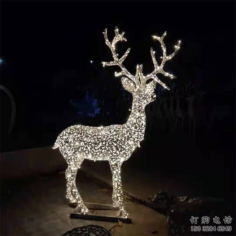 彩繪景觀梅花鹿雕塑生產，景區案例，燈光梅花鹿雕塑優選