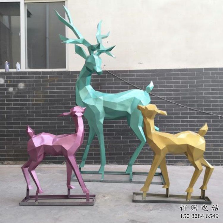 主題小鹿雕塑優選，多彩藝術，抽象烤漆小鹿雕塑選用