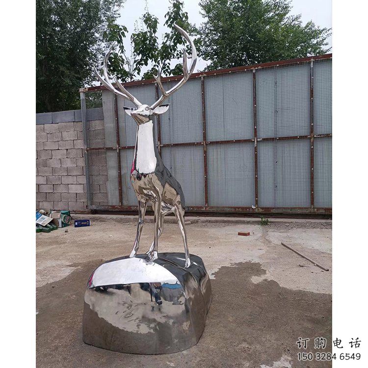 仿真小鹿雕塑制造，白鋼構件，不銹鋼鏡面小鹿雕塑提供