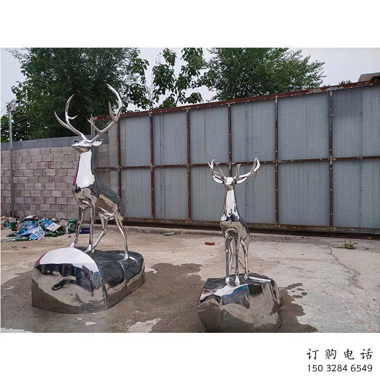 仿真小鹿雕塑精選，露天雕塑，不銹鋼鏡面小鹿雕塑訂做