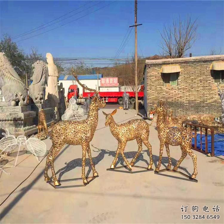 金屬小鹿雕塑制作，鋼絲組合，公共鏤空小鹿雕塑優選