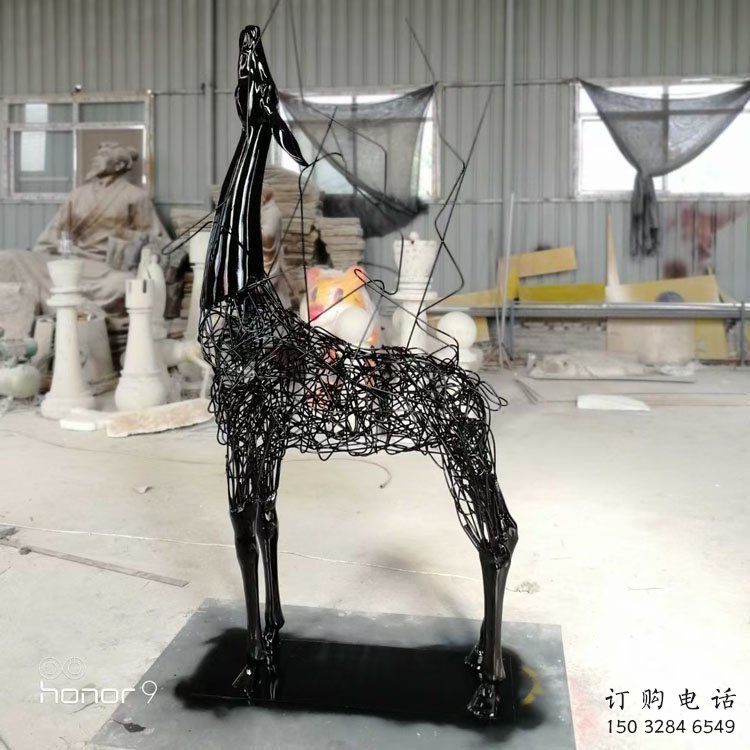 小鹿雕塑生產，透雕系列，鏤空鋼絲小鹿雕塑生產商