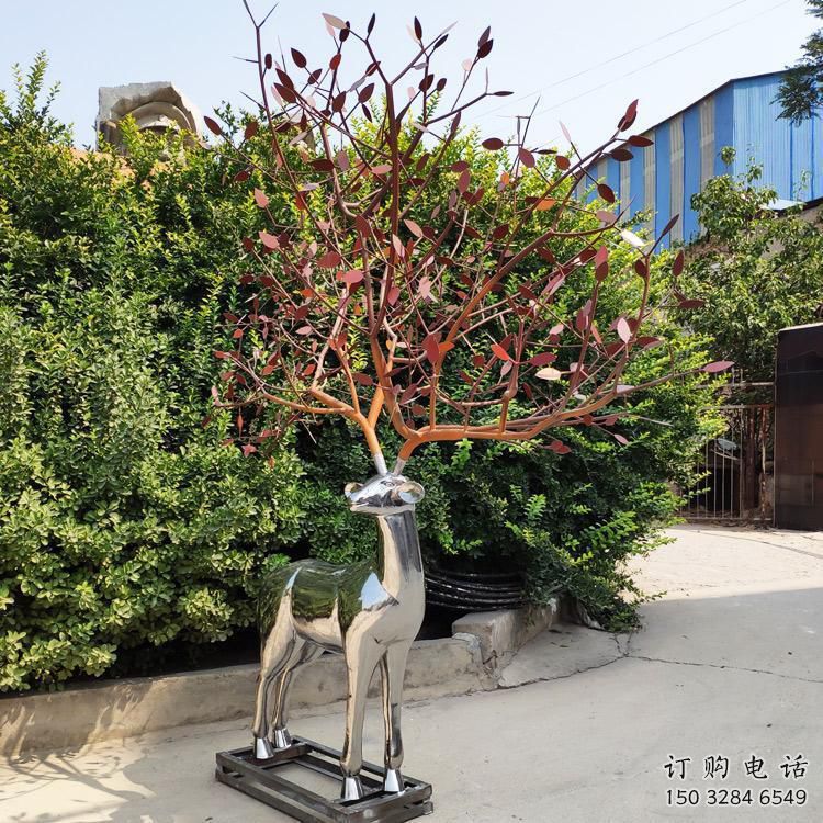 金屬梅花鹿雕塑制作，城市裝飾，鏡面梅花鹿雕塑標準