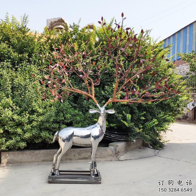 梅花鹿雕塑常用，不銹鋼組合，仿真鏡面梅花鹿雕塑定價(jià)