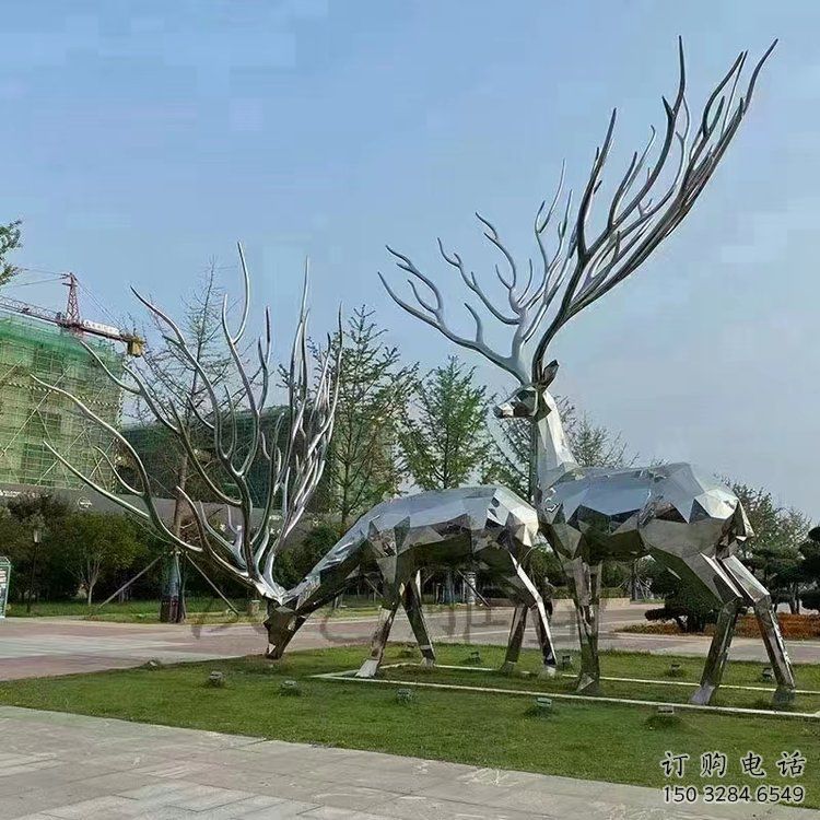 景觀小鹿雕塑選用，美陳雕塑，抽象切面小鹿雕塑標準