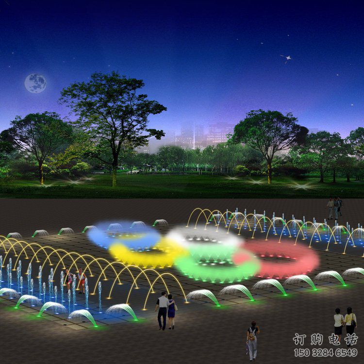 時控噴泉水簾雕塑配置