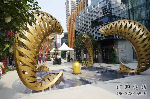 鏤空魚噴泉雕塑，噴水形式設計，地面旱泉雕塑小品