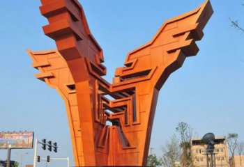 城市精神堡壘雕塑，抽象建筑元素，廣場(chǎng)景觀雕塑小品