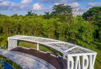 鏤空字母廊架雕塑，不銹鋼長廊藝術原理