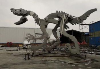 金屬恐龍雕塑制作，陸地擺件，廣場恐龍骨架雕塑制造商