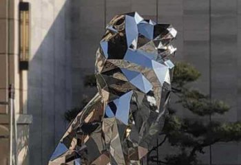 景觀獅子雕塑精選，陸地?cái)[件，公園不銹鋼獅子雕塑精品