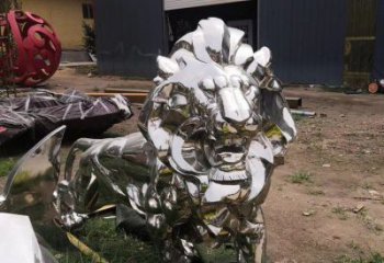景觀獅子雕塑優選，陸地擺件，不銹鋼獅子雕塑供應