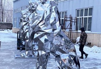 鏡面獅子雕塑通用，動物小品，廣場不銹鋼獅子雕塑優價