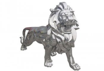 鏡面獅子雕塑生產，景區案例，不銹鋼拋光獅子雕塑優選