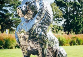 獅子雕塑訂做供需，景區雕塑，鏡面不銹鋼獅子雕塑定價