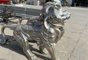 藝術獅子雕塑觀賞型，街景小品，不銹鋼獅子雕塑常用