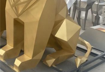 幾何獅子雕塑制造，金屬構件，不銹鋼獅子雕塑提供