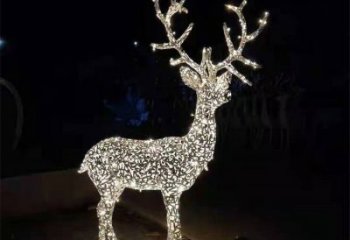 彩繪景觀梅花鹿雕塑生產(chǎn)，景區(qū)案例，燈光梅花鹿雕塑優(yōu)選