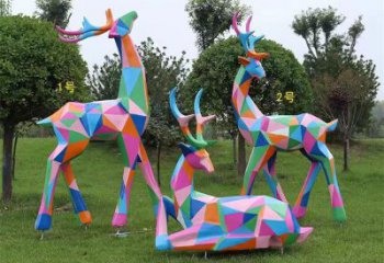 景觀小鹿雕塑通用，街景小品，烤漆小鹿雕塑制造