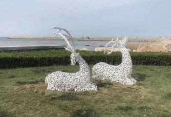 編織小鹿雕塑通用，街道標識，仿真鏤空小鹿雕塑承接